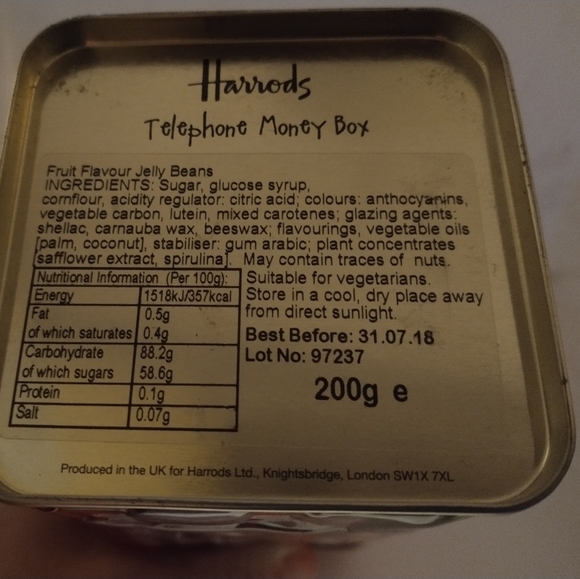 🧁 3/$30 Harrods Telephone Money Box Tin - Picture 9 of 13